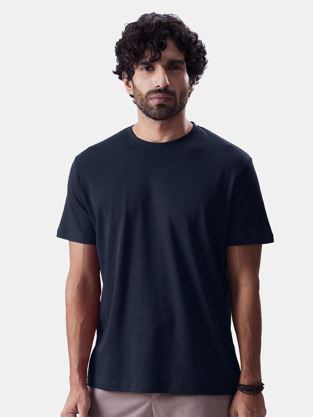 the souled store navy blue round neck cotton t-shirt