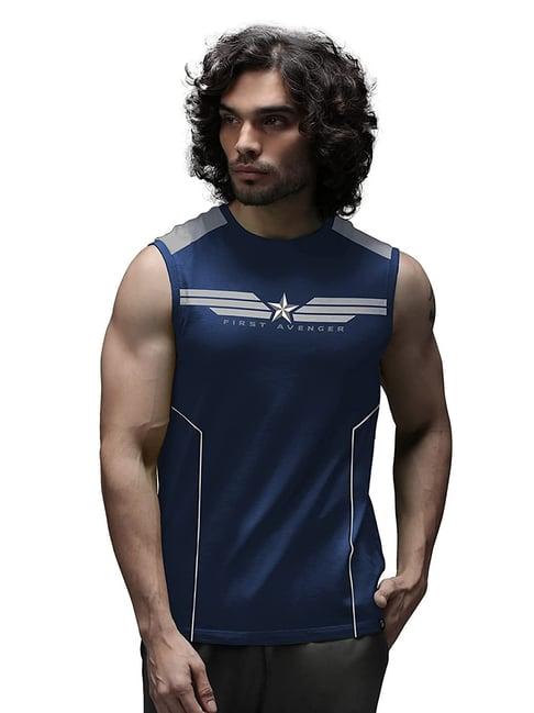 the souled store navy regular fit printed vests