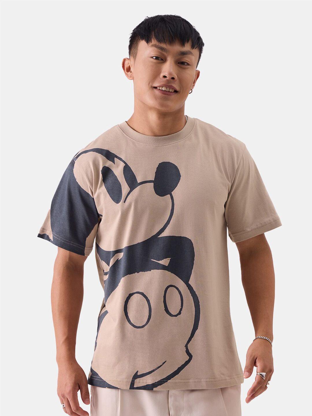the-souled-store-nude-coloured-humour-and-comic-mickey-&-mouse-printed-pure-cotton-t-shirt