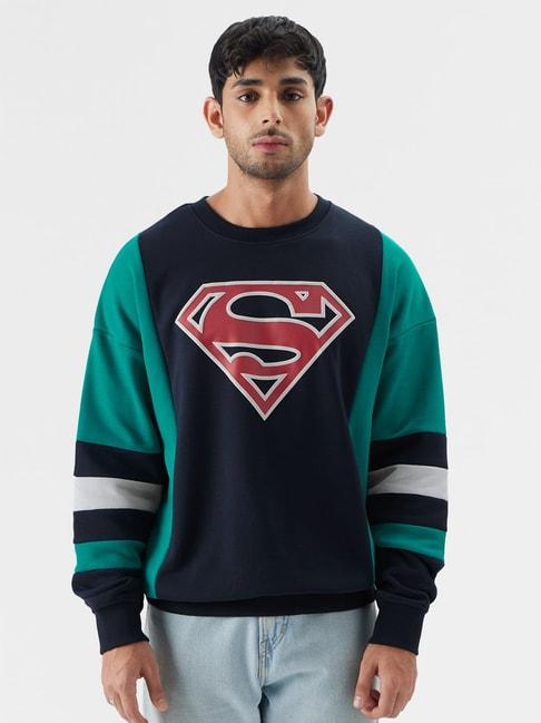 the souled store official superman: invincible navy printed oversized sweatshirt