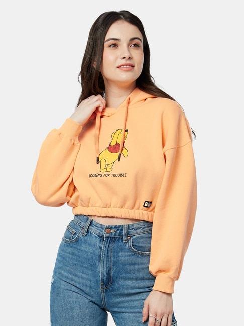 the souled store orange winnie the pooh: looking for trouble printed oversized hoodie