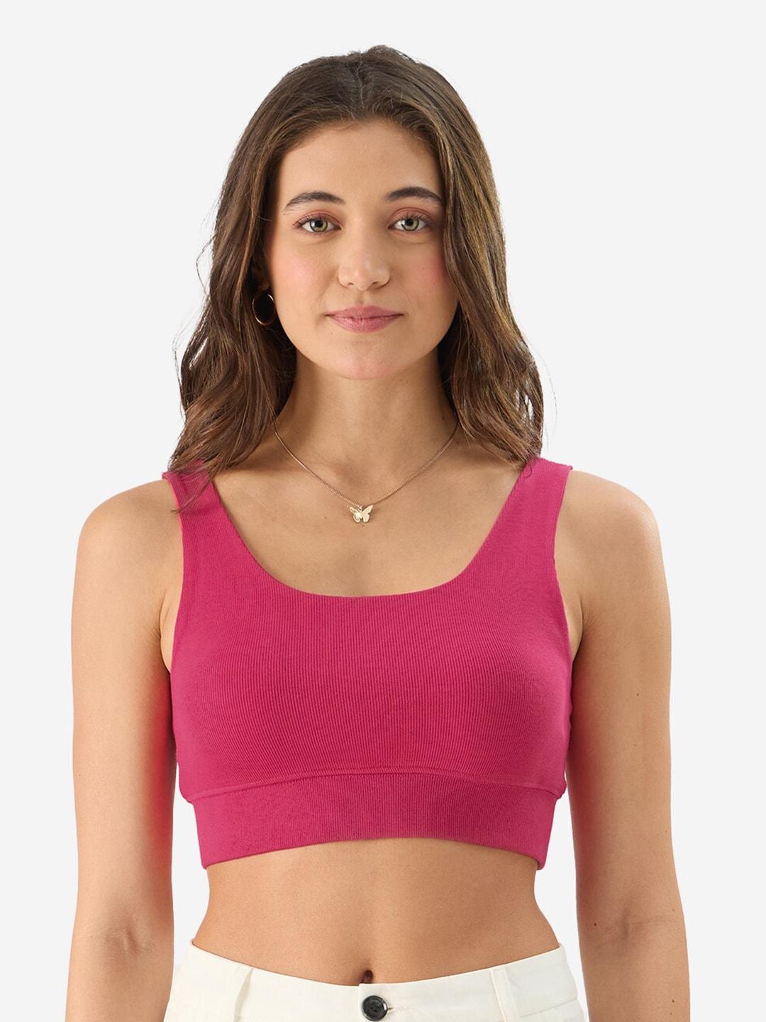 the souled store pink full coverage underwired cotton bralette bra all day comfort