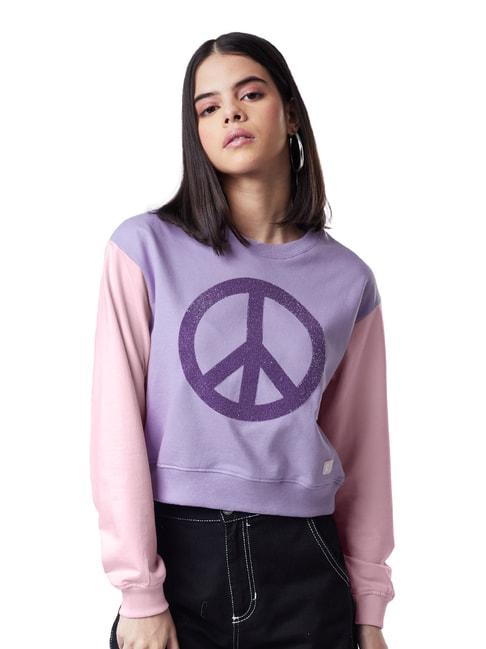 the souled store purple & pink peacekeeper color-block pullover