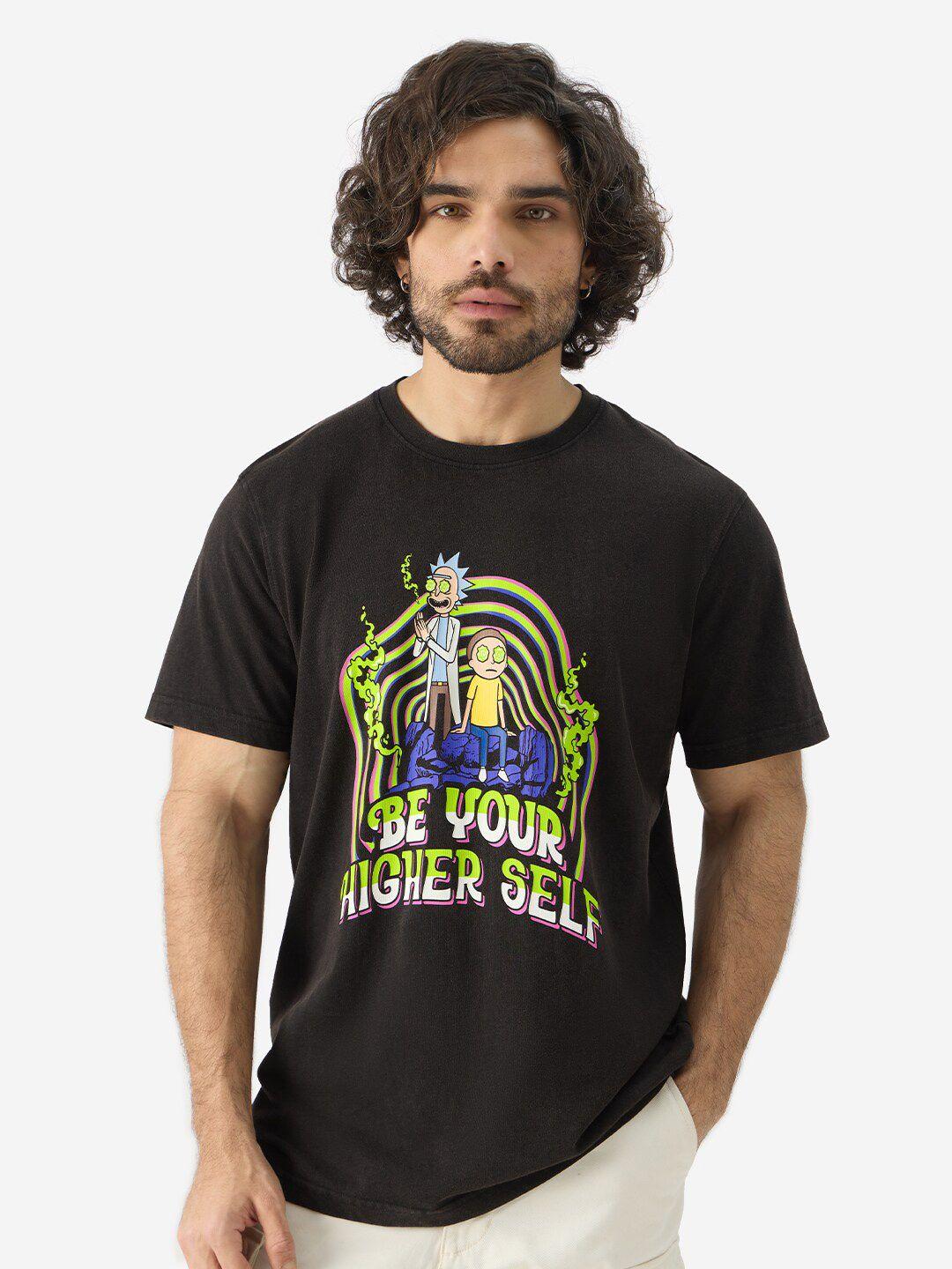 the souled store rick & morty printed round neck cotton t-shirt
