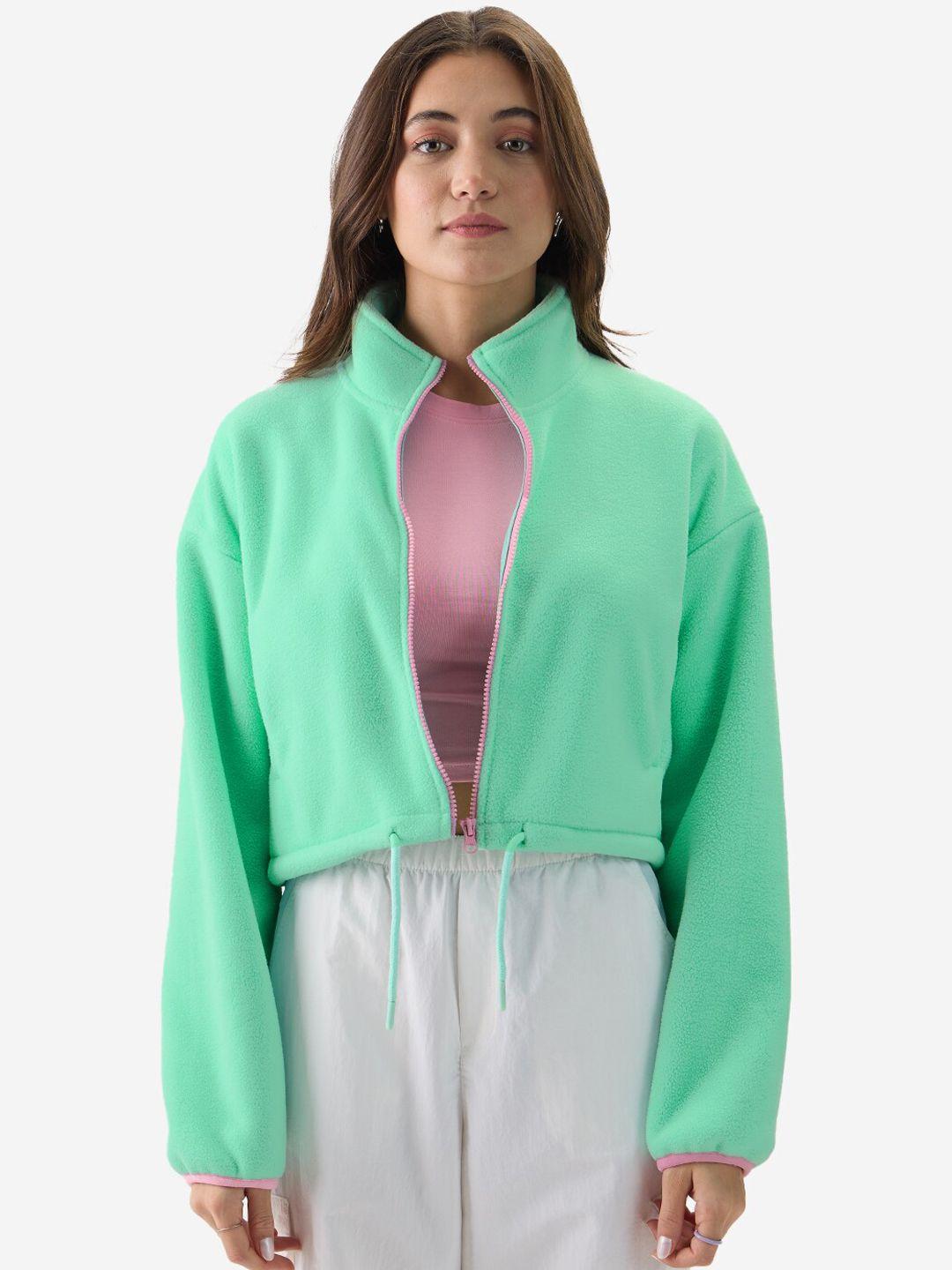 the souled store self design mock collar lightweight crop tailored jacket