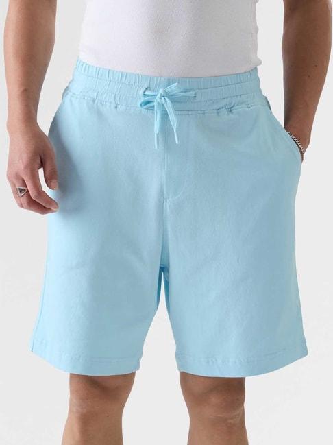 the souled store sky blue relaxed fit shorts