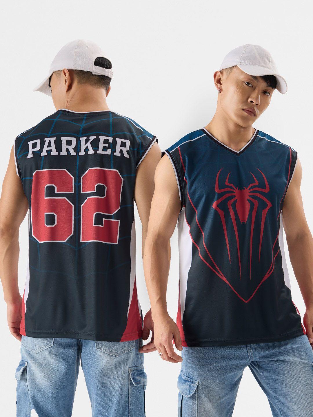 the souled store spider man printed sleeveless gym vest