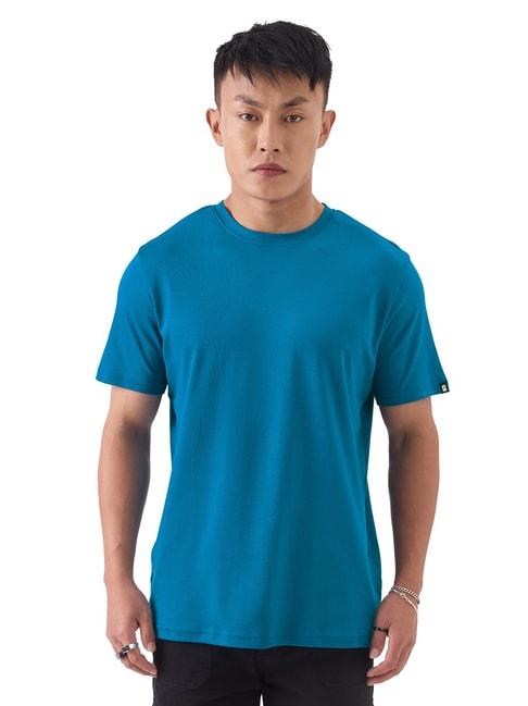 the souled store teal blue regular fit crew t-shirt