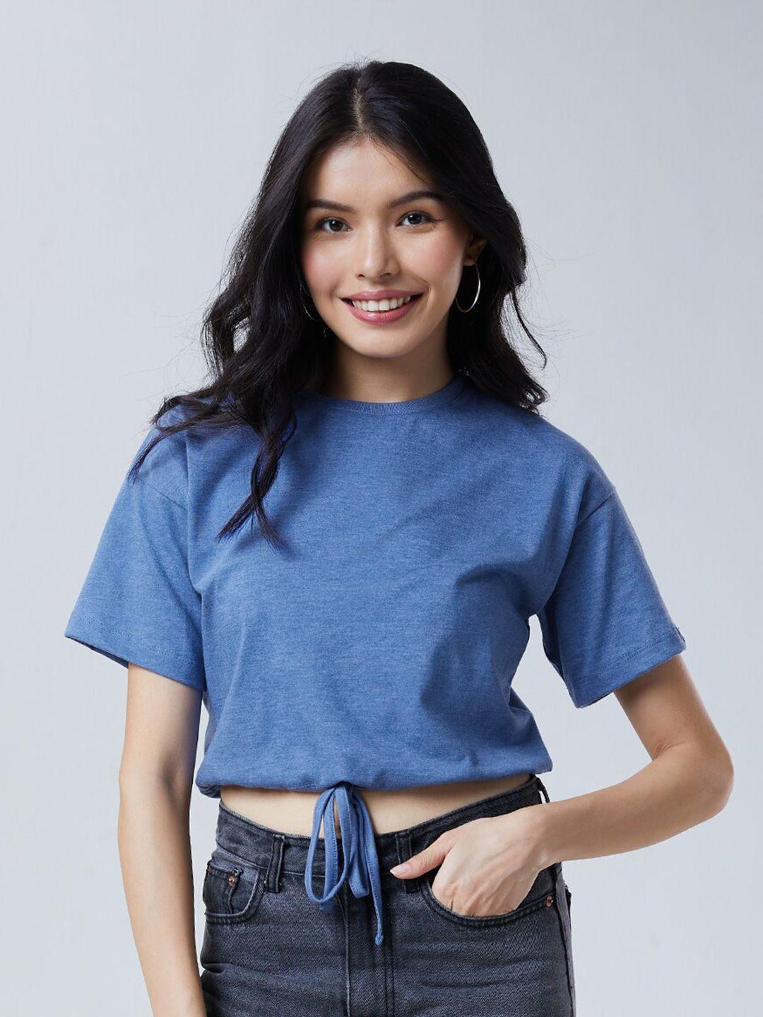 the souled store women blue solid t-shirt