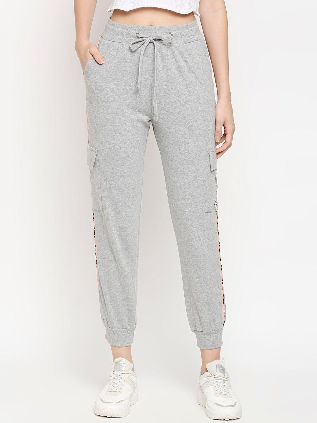 the souled store women grey solid pure cotton joggers