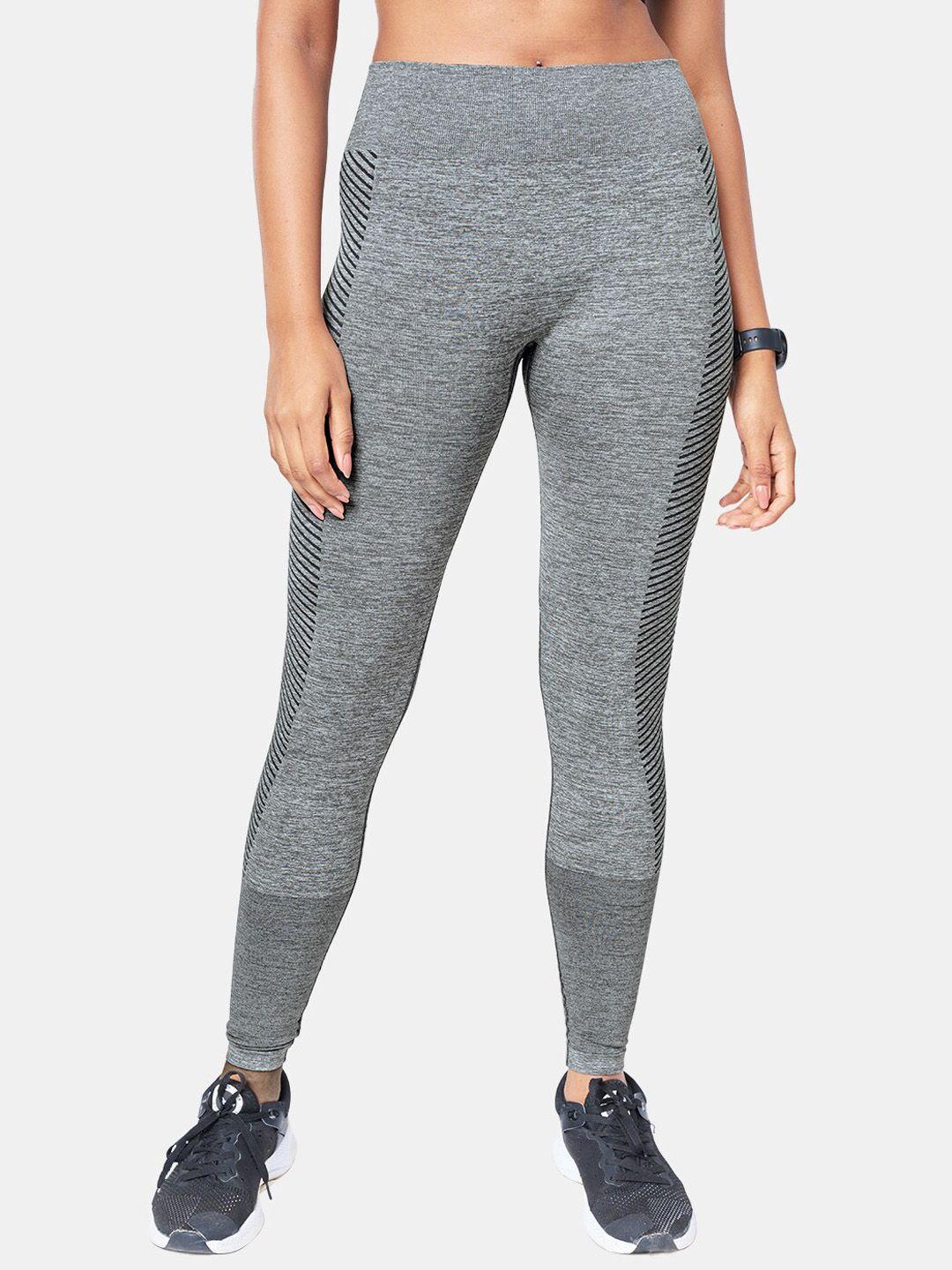 the souled store women grey tss active solid high-waist ankle-length tights
