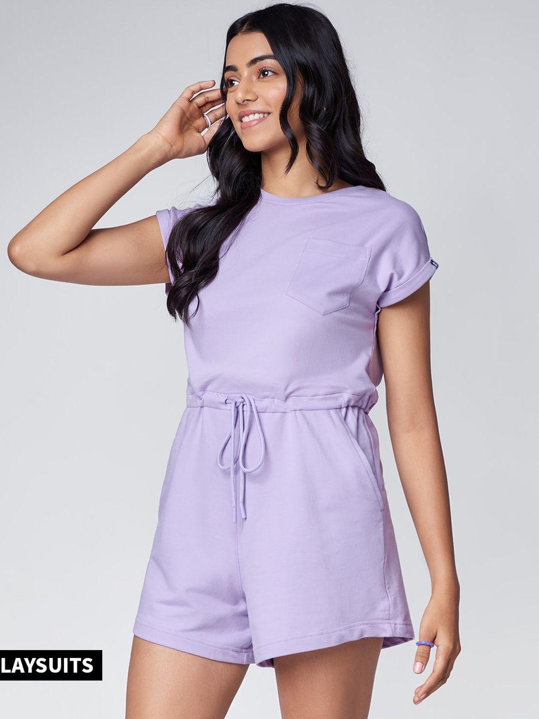 the souled store women lavender colored solid pure cotton co-ords