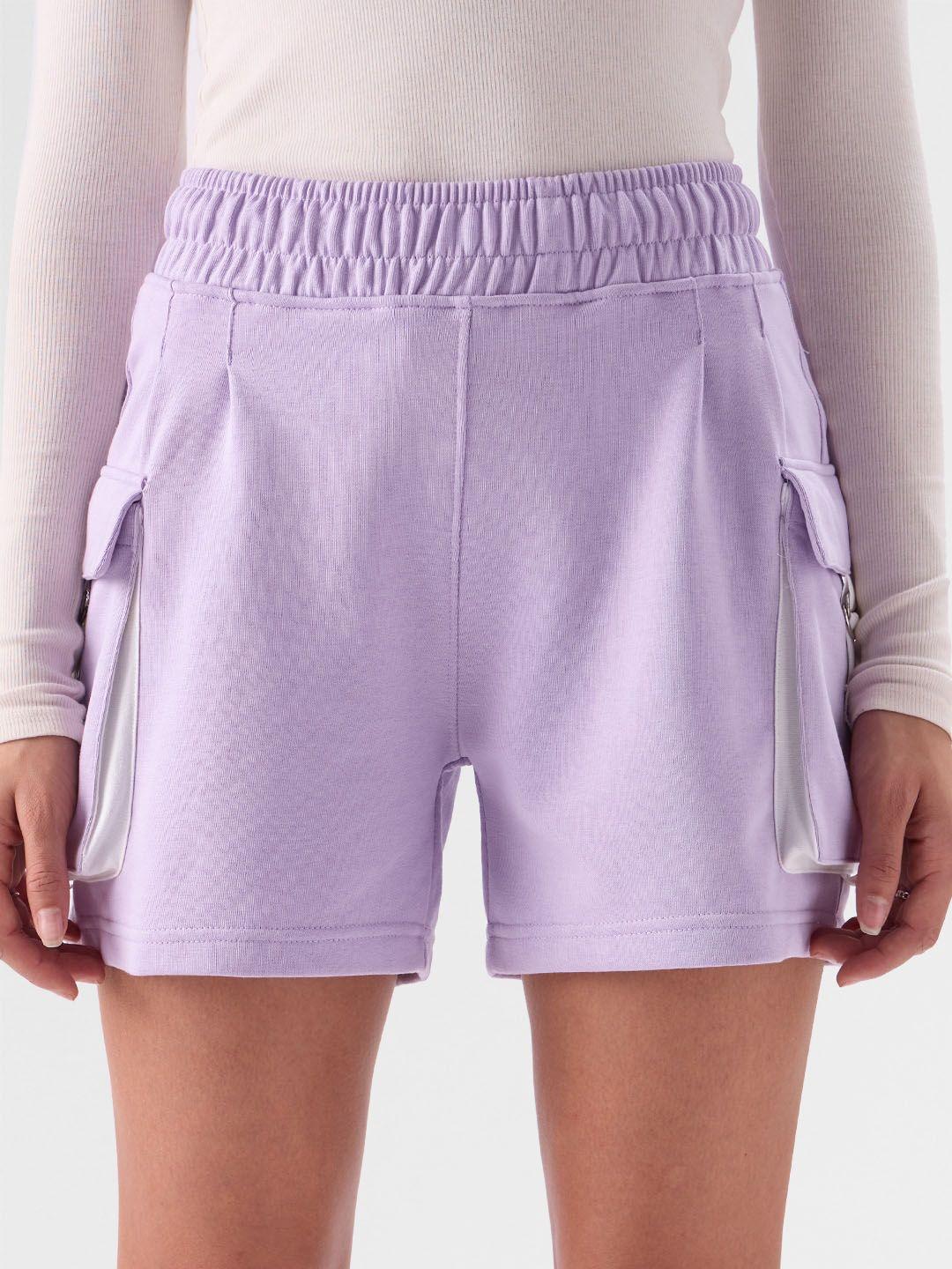 the souled store women lavender printed shorts