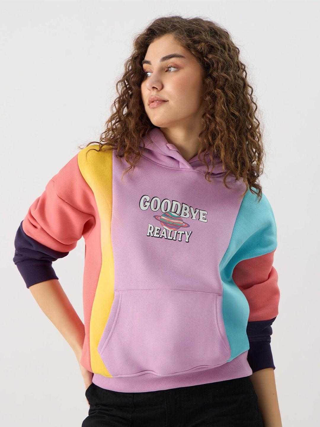the souled store women multicoloured printed hooded sweatshirt