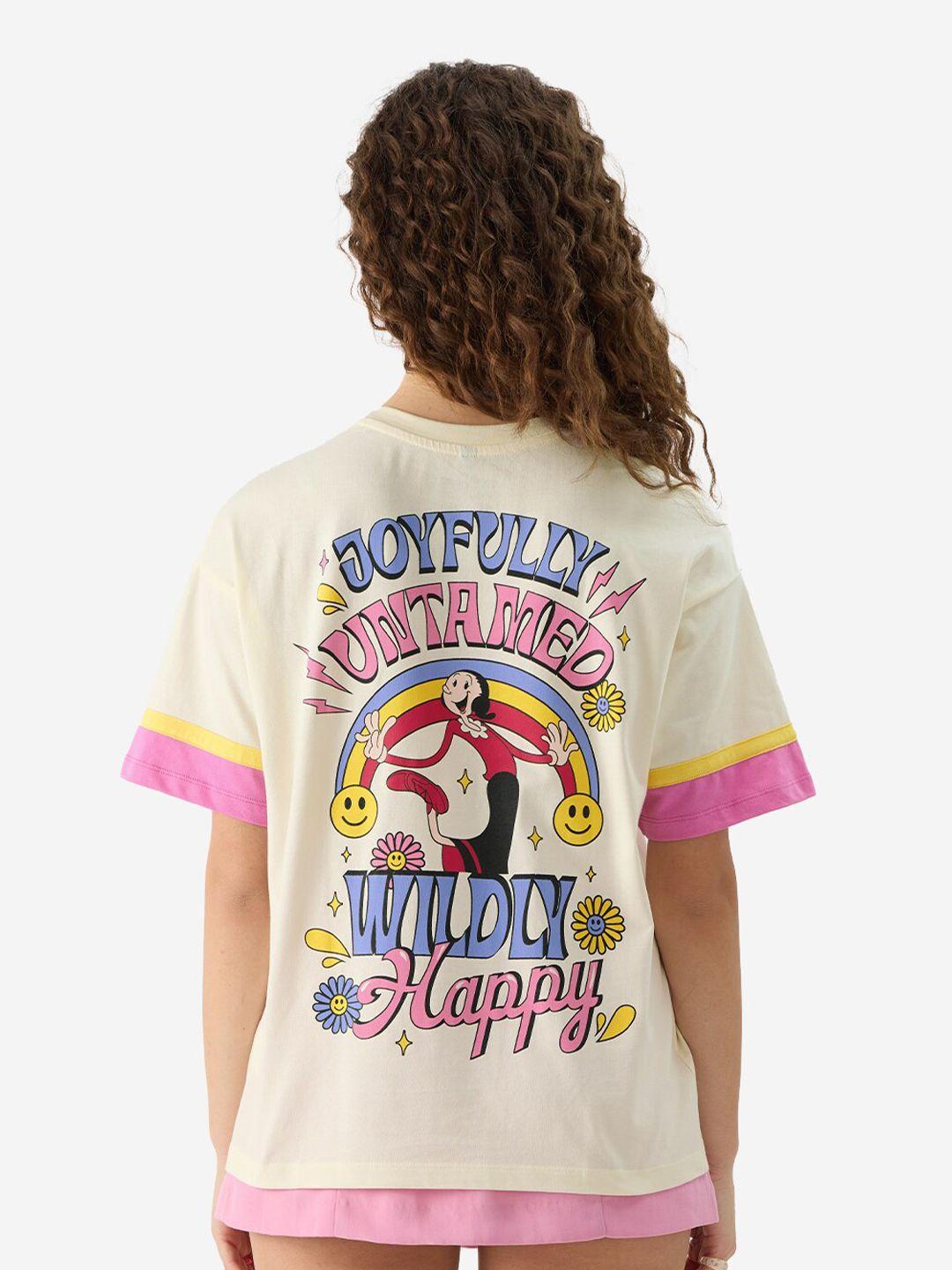 the souled store women off white popeye printed t-shirt