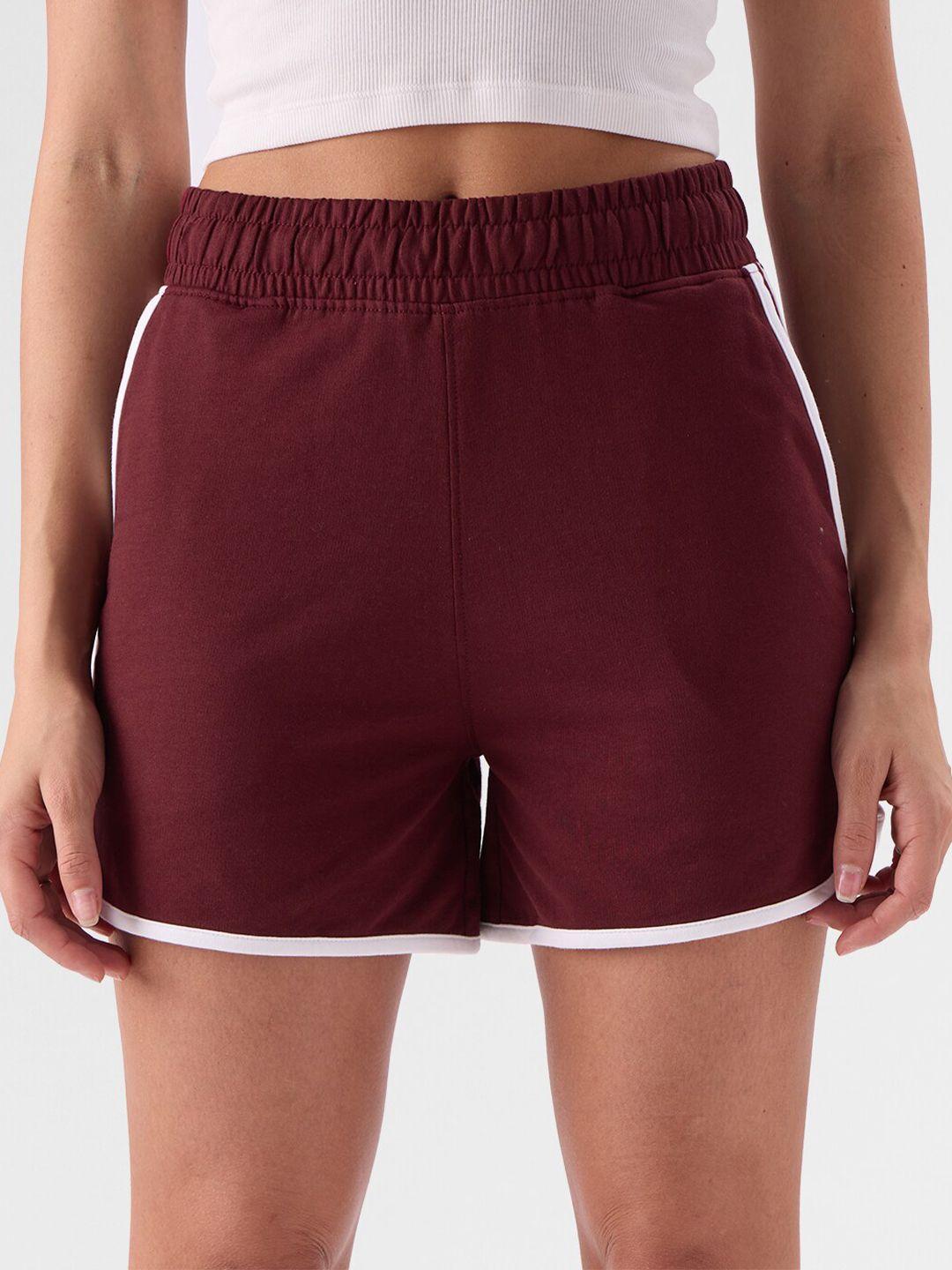 the souled store women regular fit solid cotton shorts
