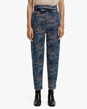 the tide floral pattern jeans