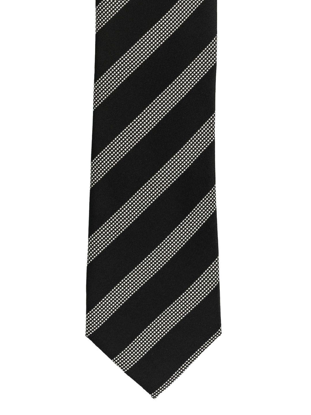 the tie hub black & grey striped broad tie