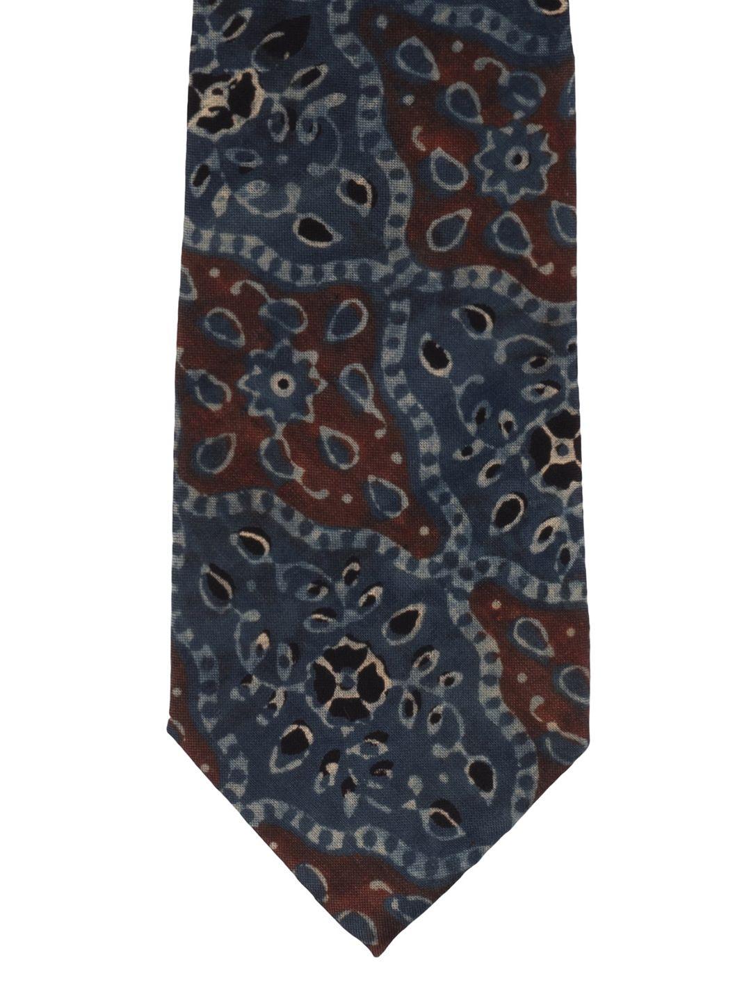 the tie hub blue & brown printed broad tie