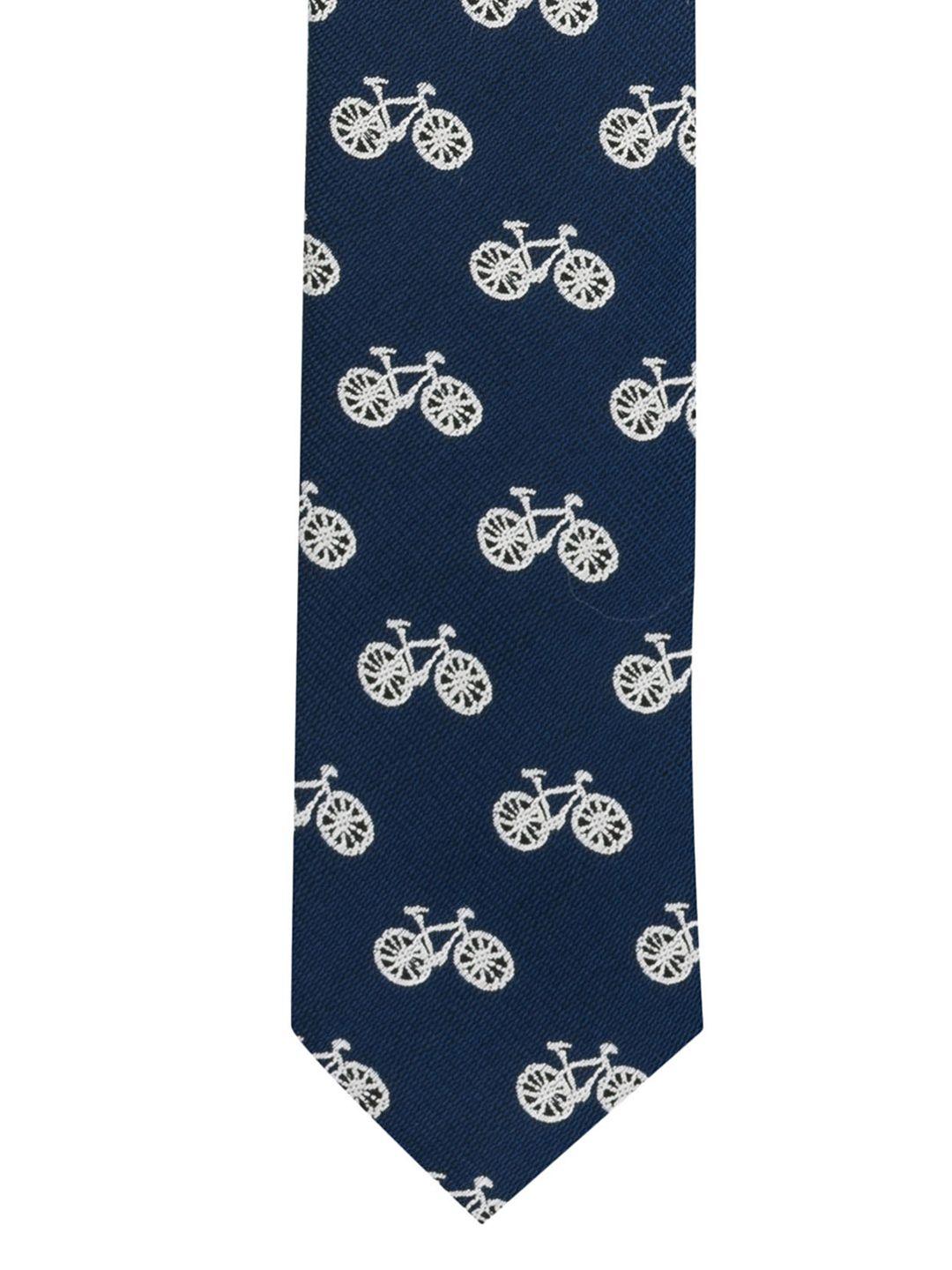 the tie hub blue & white printed skinny tie