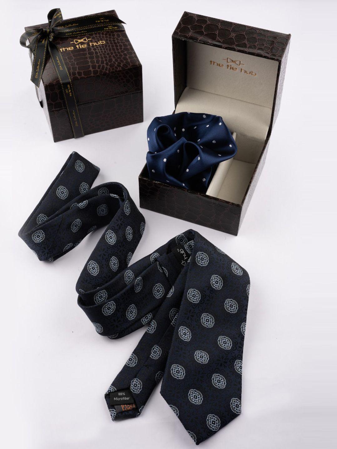the tie hub men floral printed necktie with pocket square accessory gift set