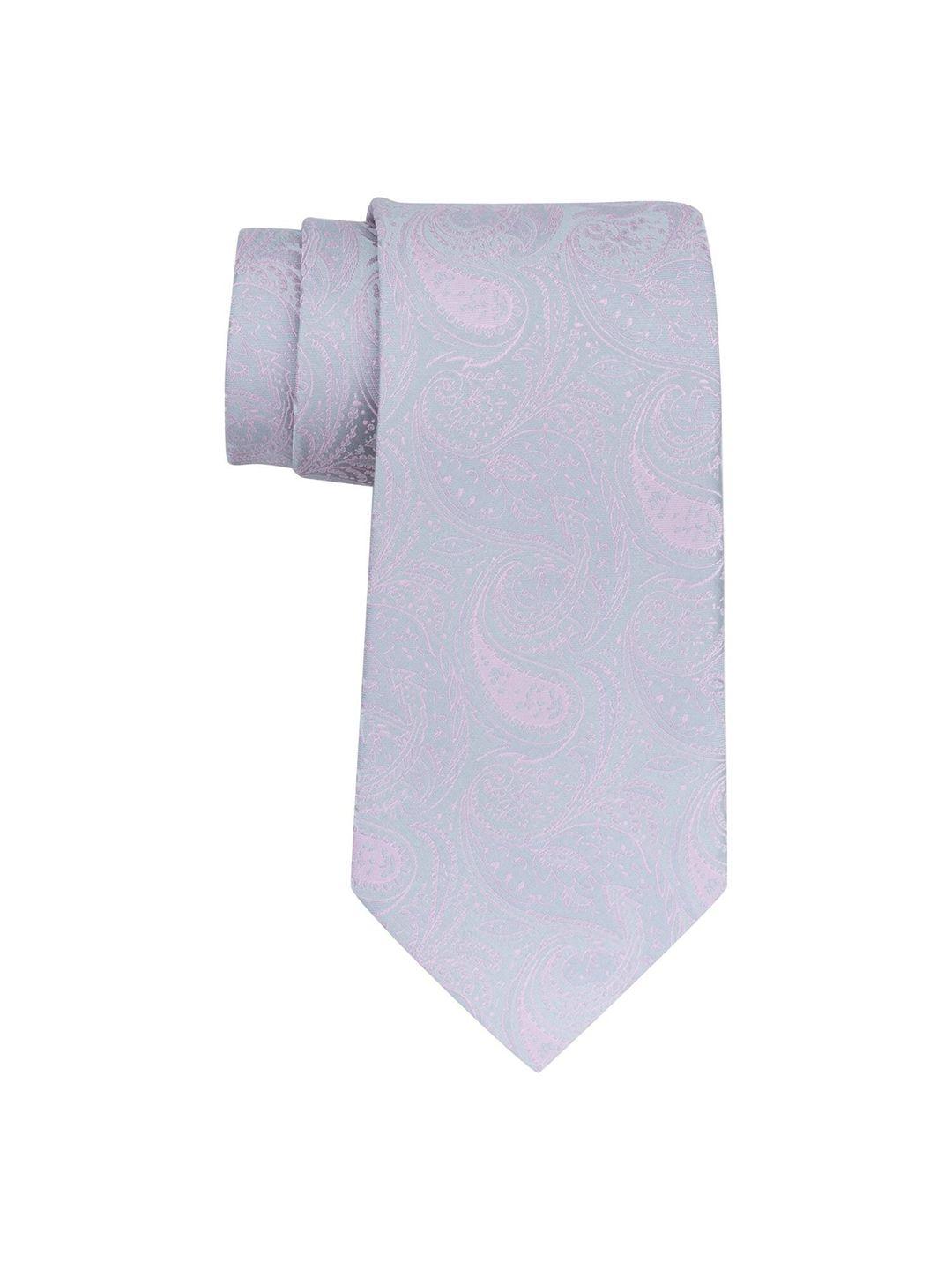 the tie hub men pink & grey printed broad tie