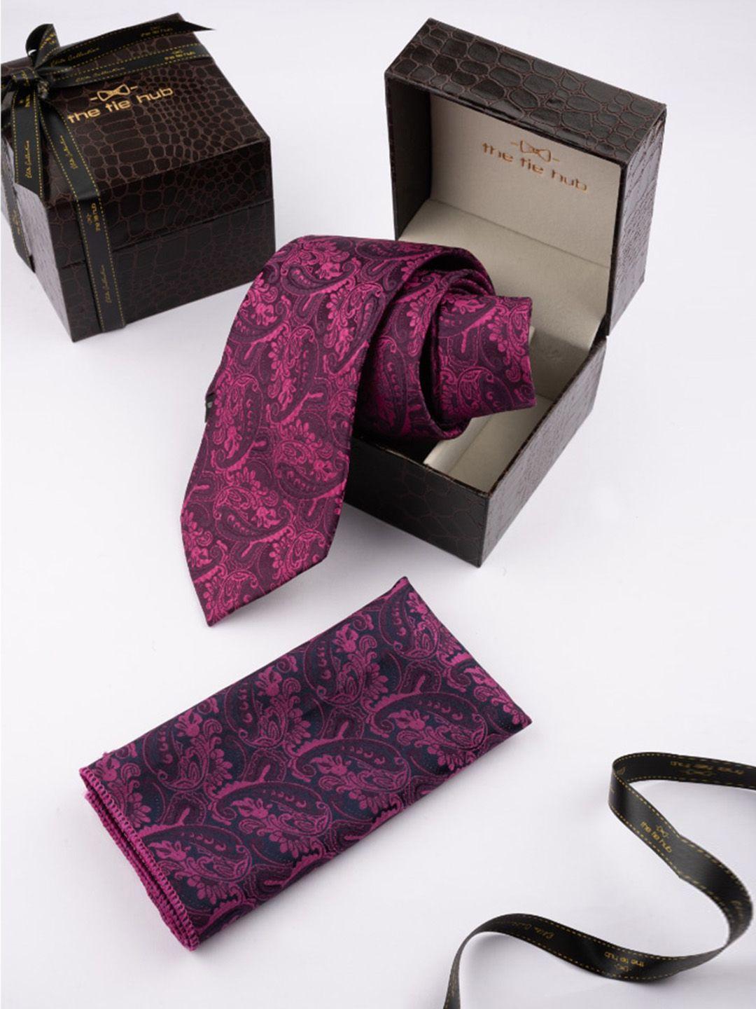 the tie hub men printed necktie & pocket square accessory gift set