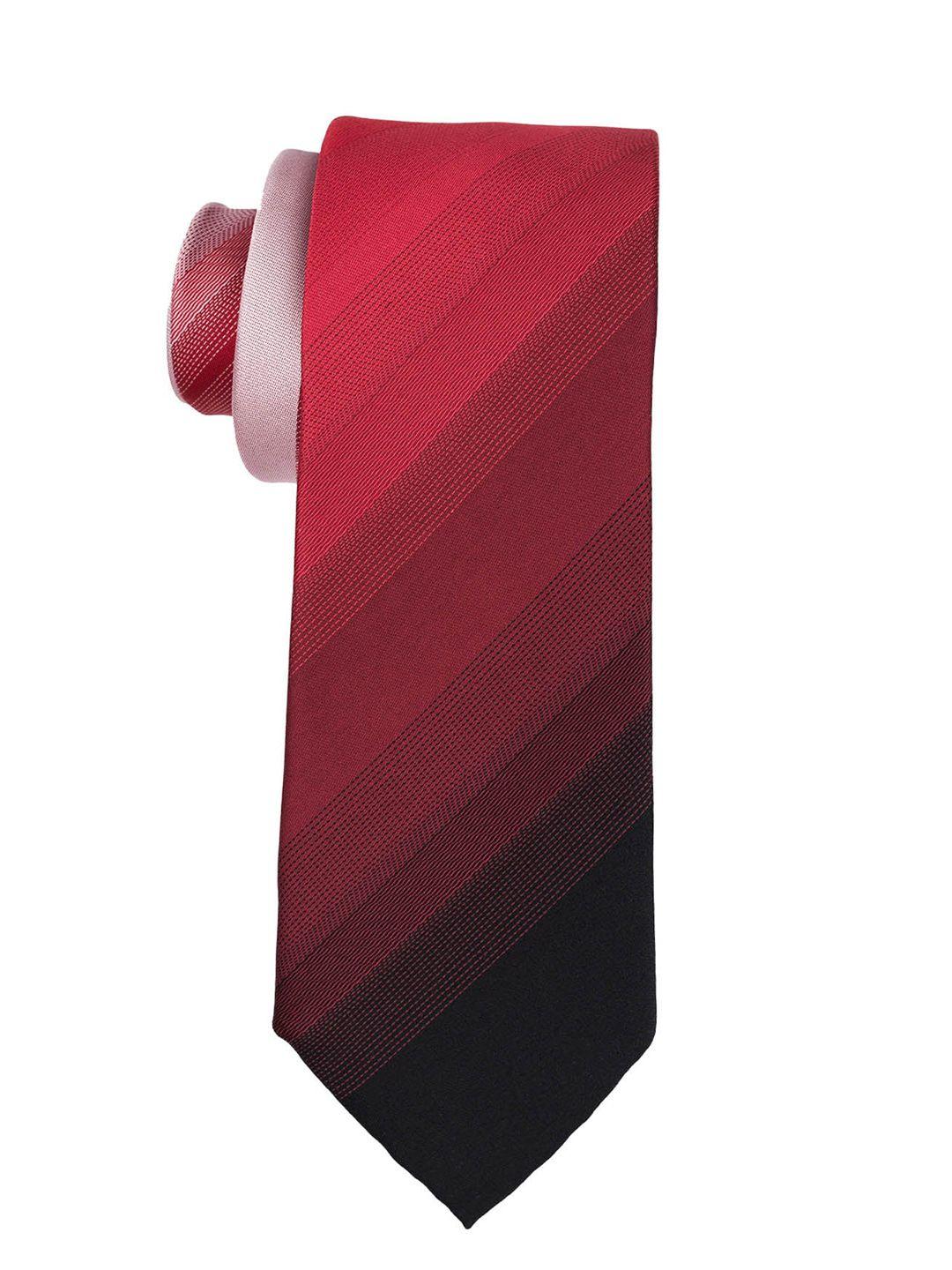 the tie hub men red & pink woven design microfiber necktie