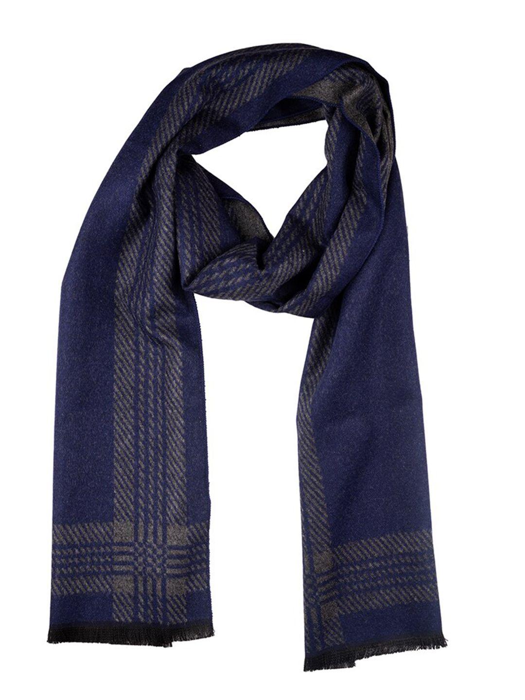 the tie hub men striped woolen scarf with frayed border