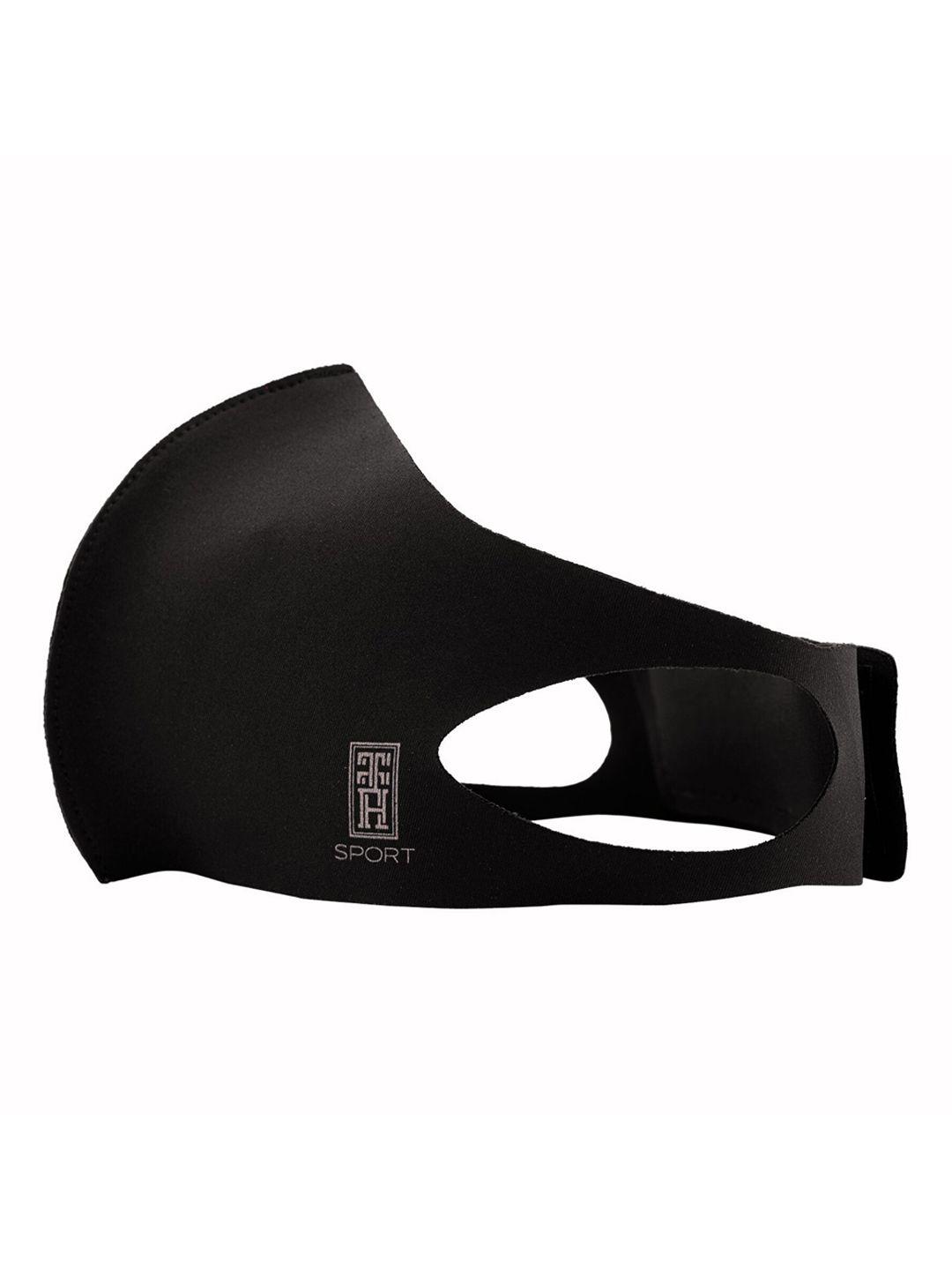 the tie hub unisex black solid 1-ply reusable neo sports cloth mask with band