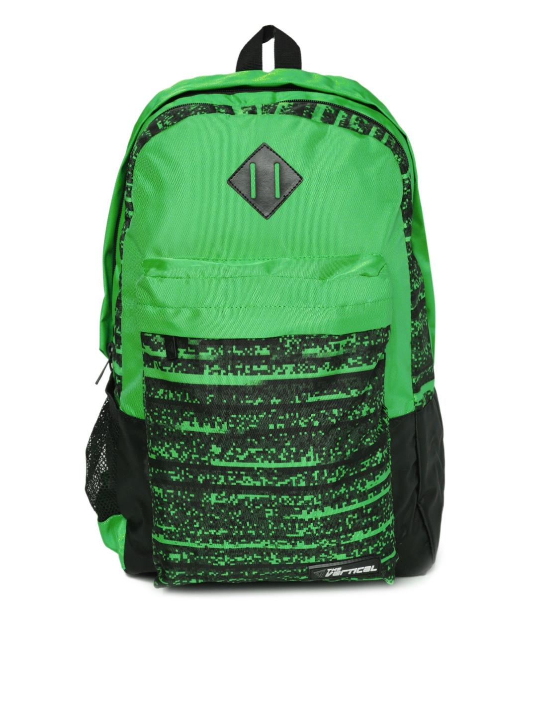 the vertical unisex green & black printed laptop backpack