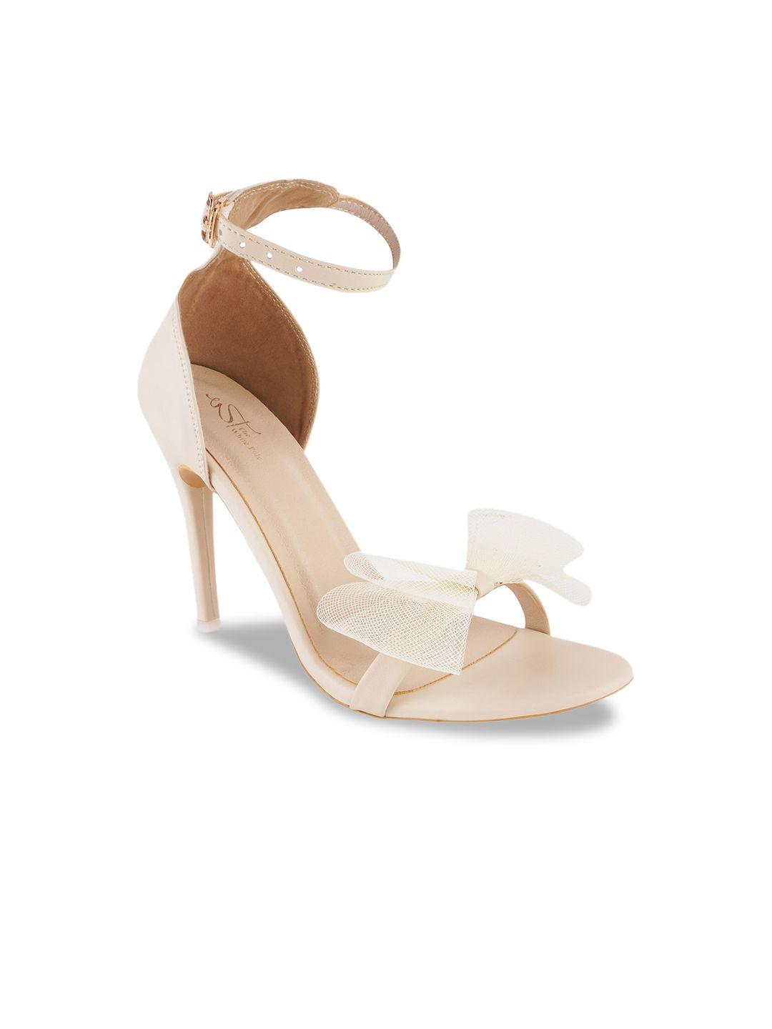 the white pole open toe stiletto heels with bows & ankle loop