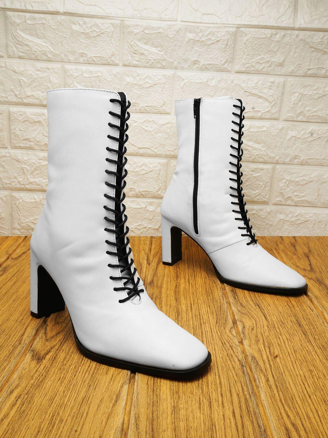 the white pole women block-heeled regular boots