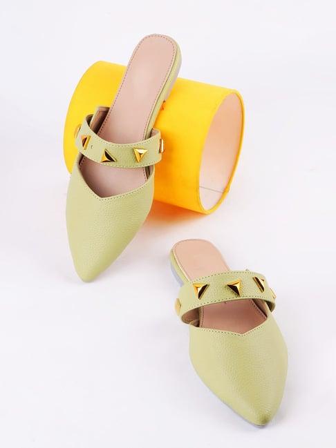 the white pole women's olive mule shoes