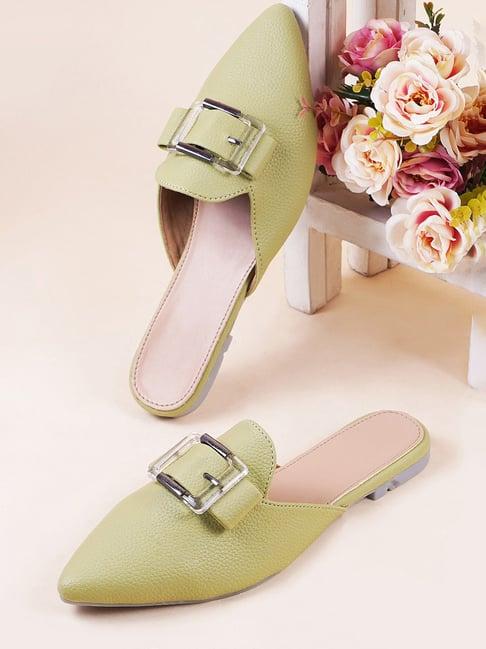 the white pole women's olive mule shoes