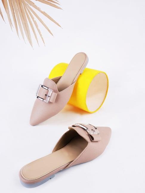 the white pole women's pink mule shoes