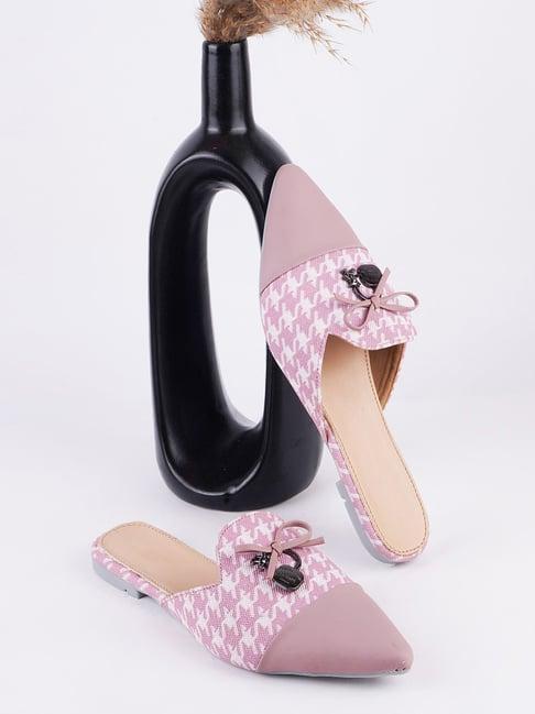 the white pole women's pink mule shoes