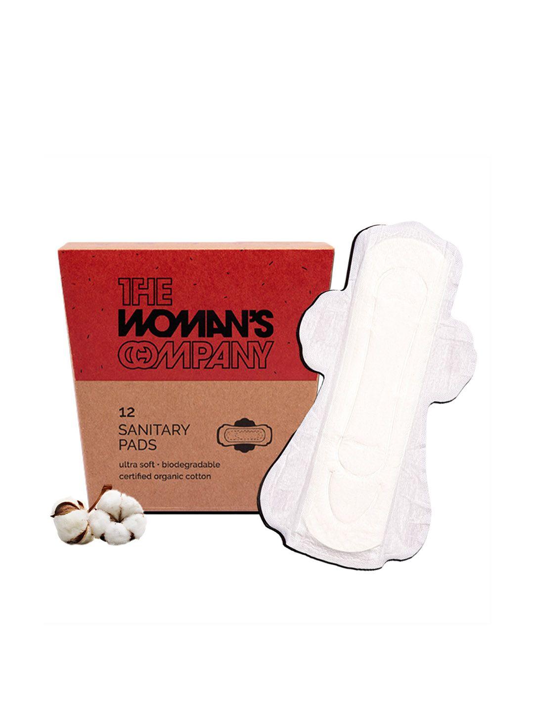 the woman's company set of 12 pure cotton biodegradable night sanitary pads - regular