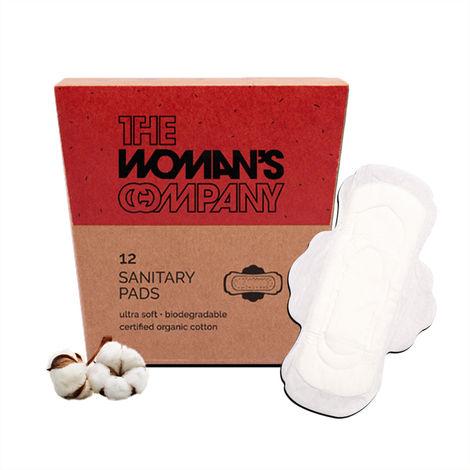 the woman's company teenage sanitary pads for girls organic ultra soft cotton mini pads, antibacterial, biodegradable & rash-proof sanitary napkins for teenagers (pack of 12)