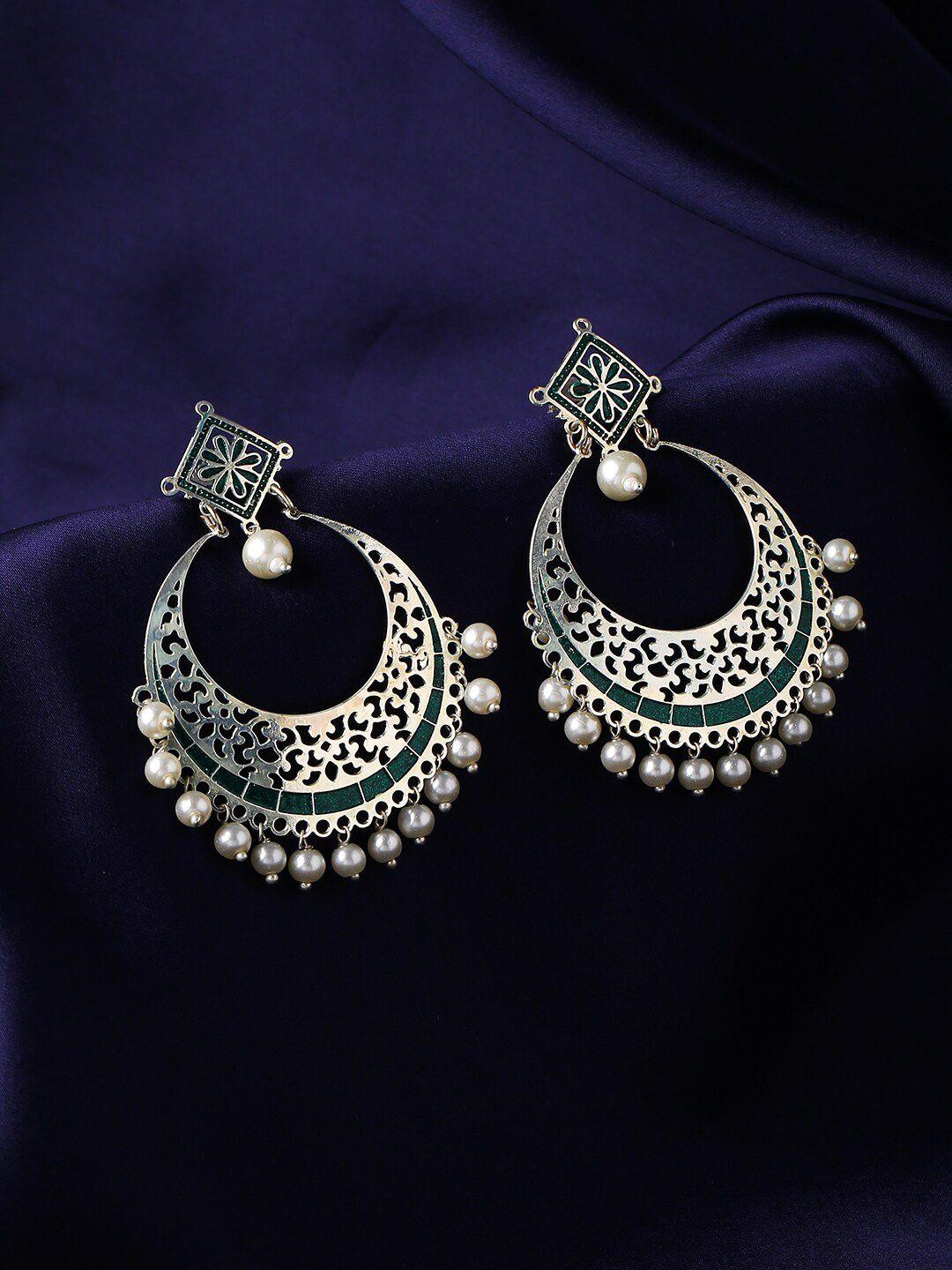 the aab studio silver-toned crescent shaped chandbalis earrings