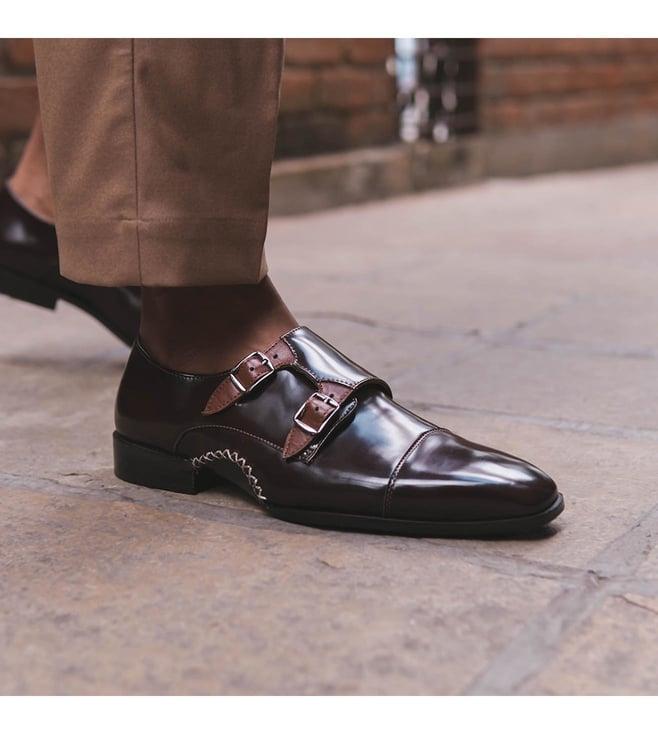 the alternate cherry monk strap with opanka detailing