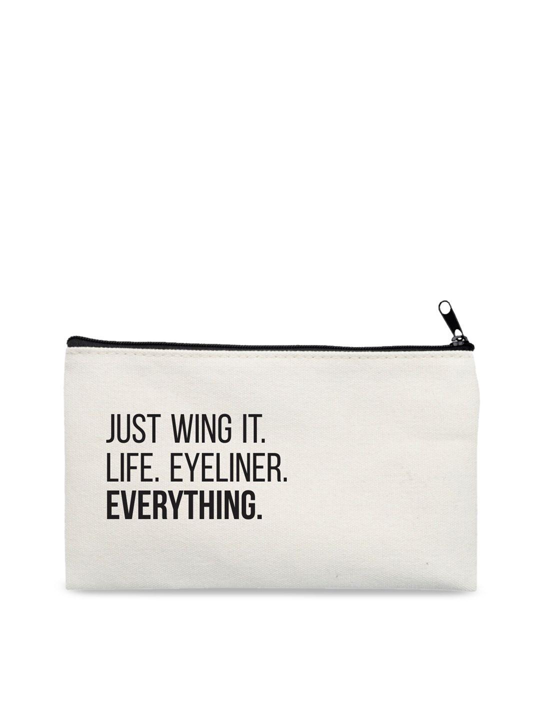 the art people  off white & black typography printed travel pouch