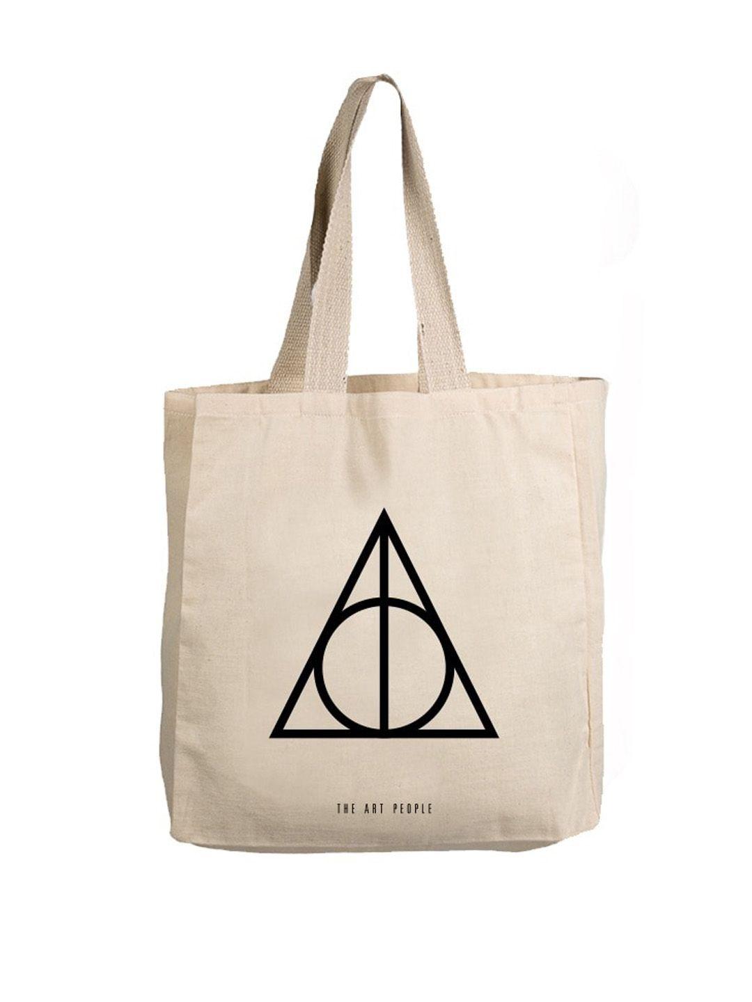 the art people beige geometric printed shopper tote bag