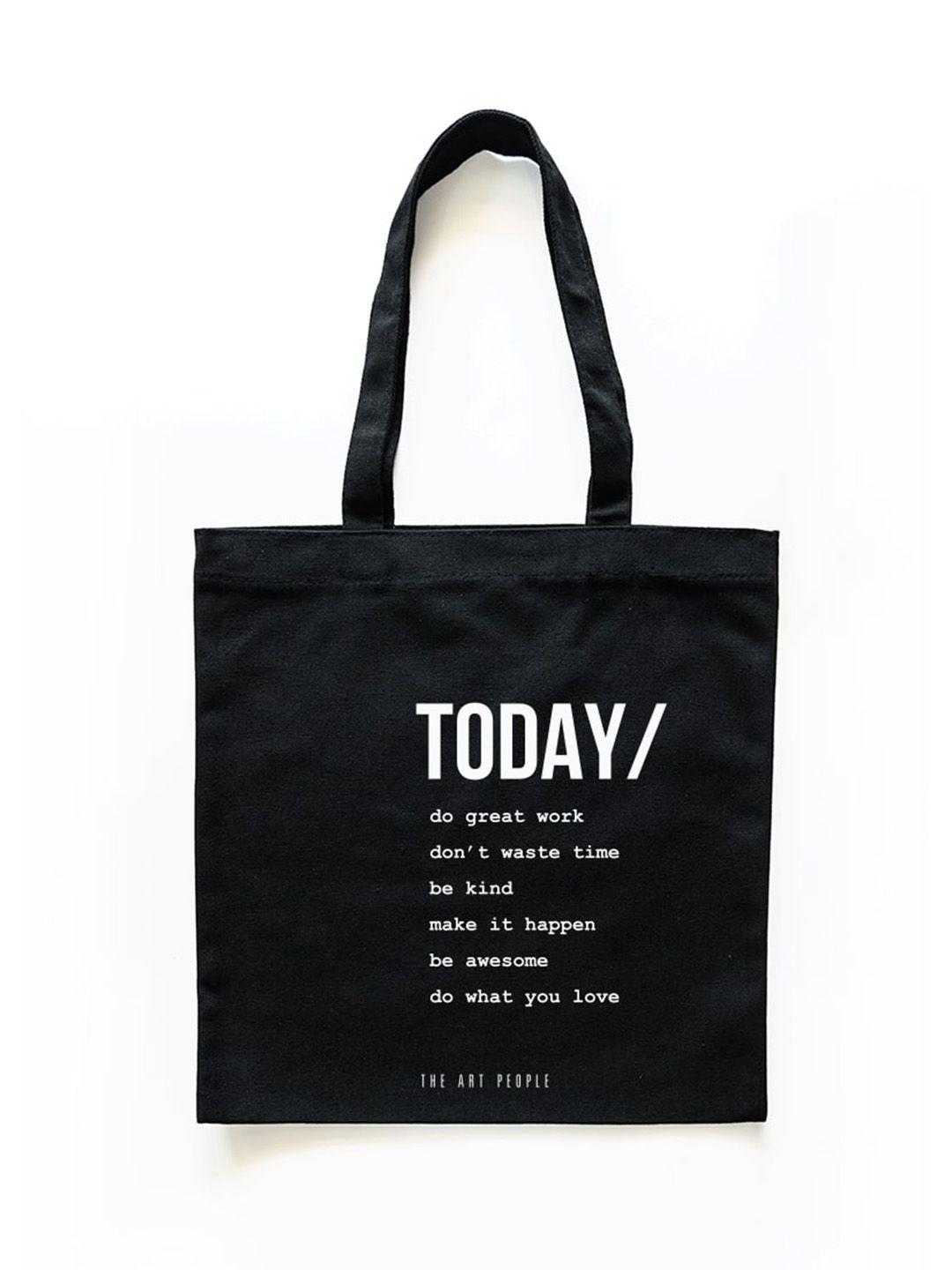 the art people black printed shopper canvas tote bag