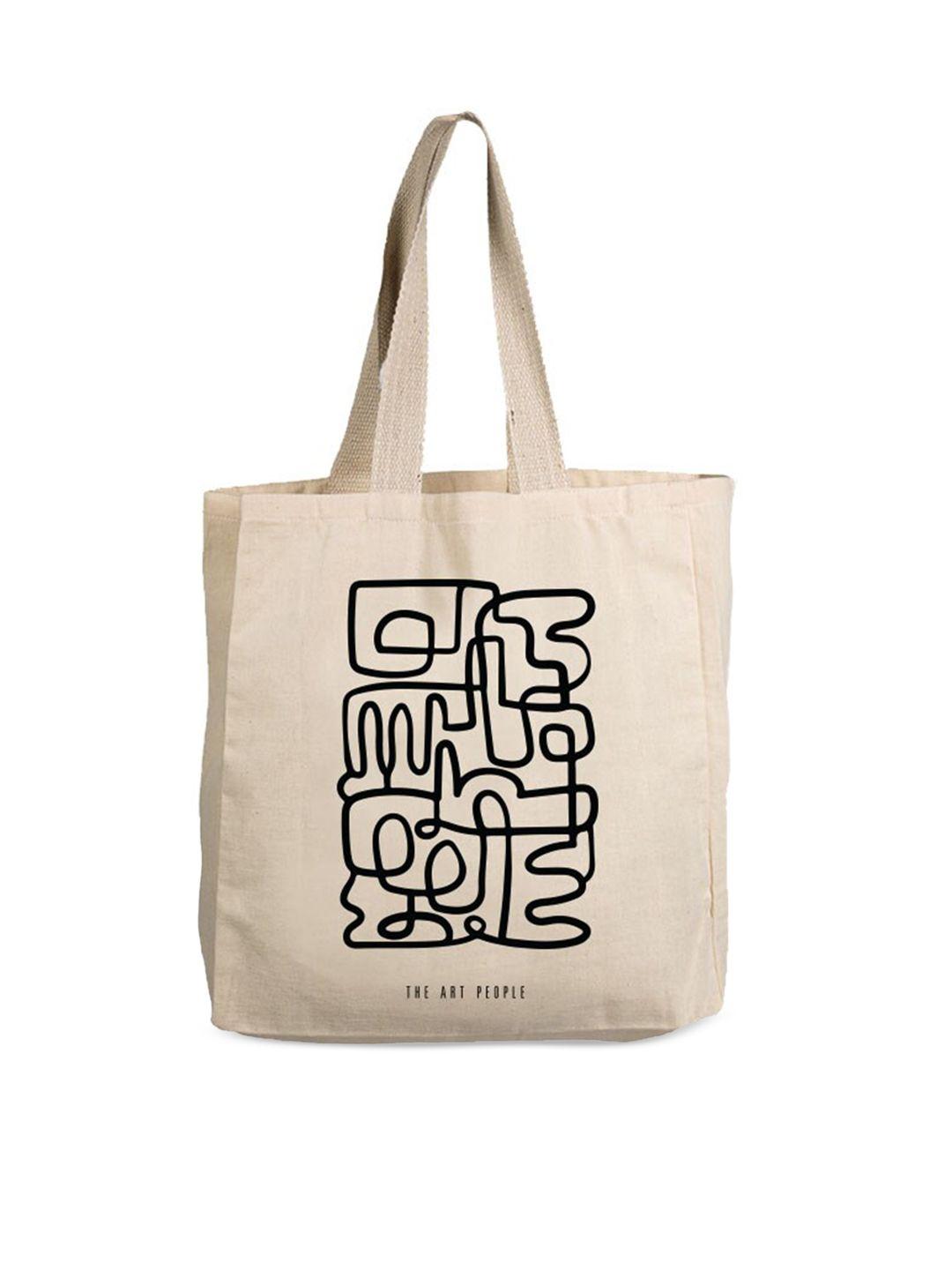 the art people off white printed shopper tote bag with applique