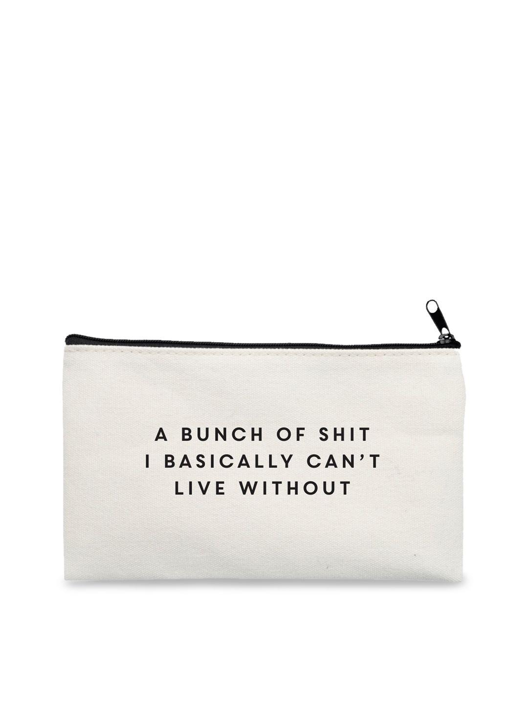 the art people unisex off white & black printed travel pouch