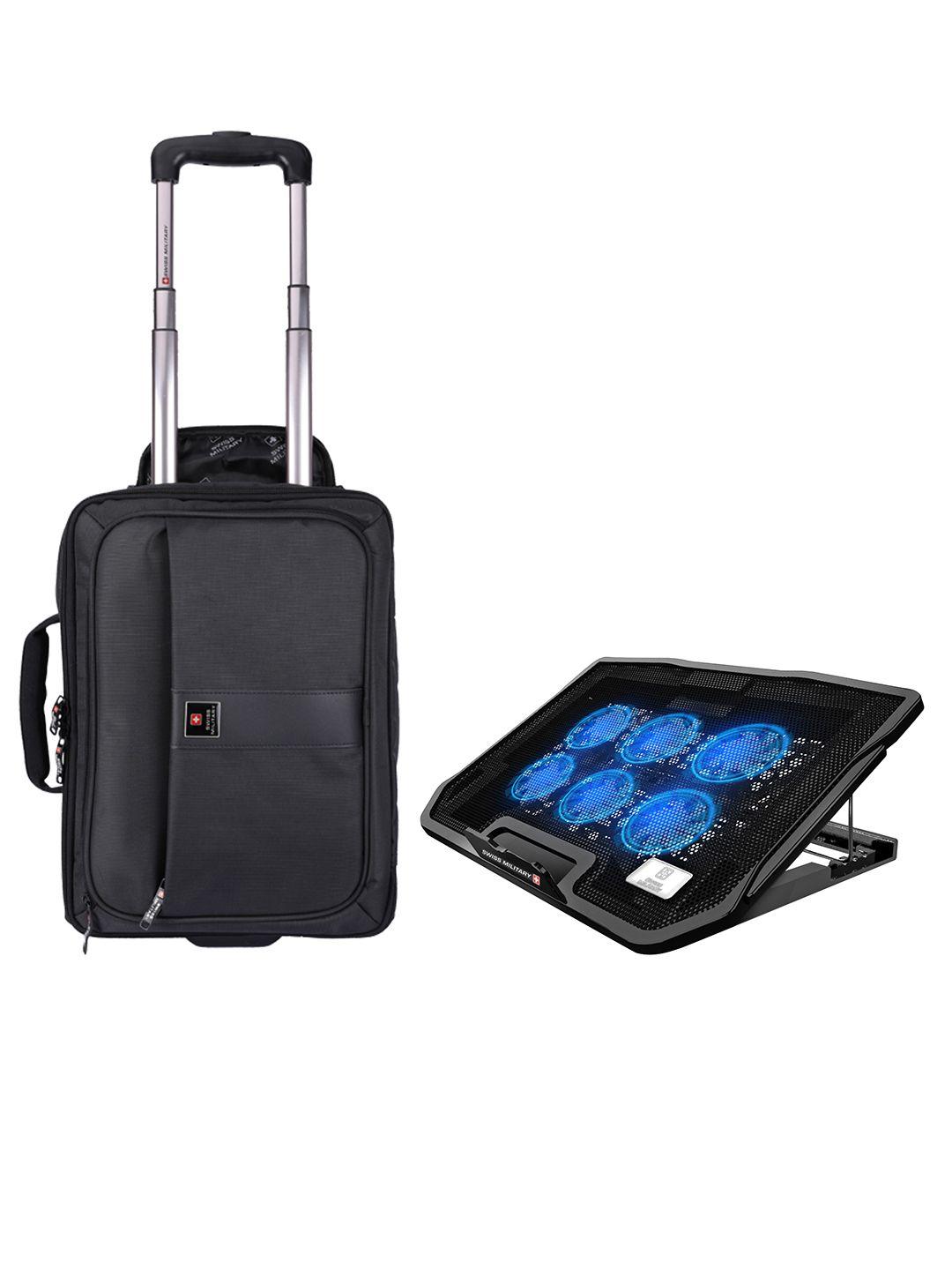 the assembly black solid soft-sided cabin trolley with laptop cooling flexi stand