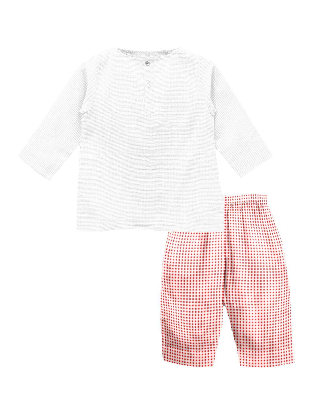 the baby atelier kids red organic cotton kurta with pyjamas