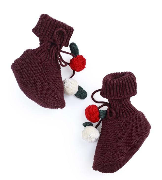 the baby trunk brown nuts christmas knitted booties (1.5 - 2 y)