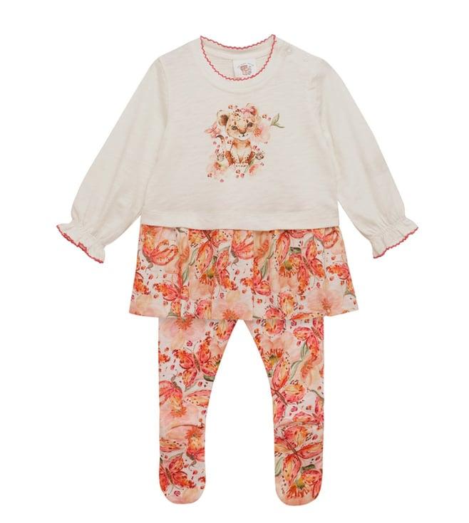 the baby trunk kids multi lioness print regular fit peplum top & pants cord set